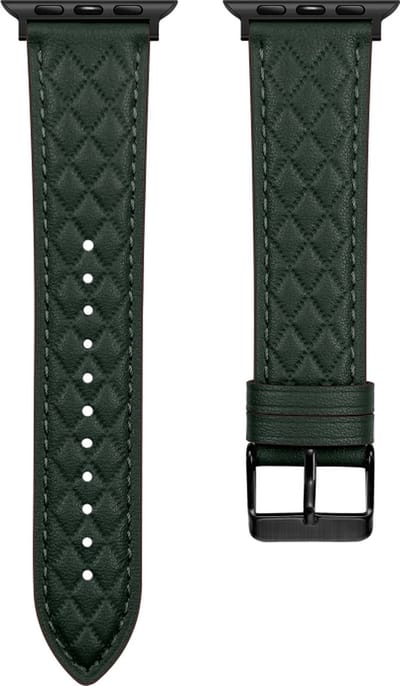 Leren bandje - geschikt voor Apple Watch series 1/2/3/4/5/6/7/8/9/10/11/ SE (1,2,3) / Ultra (1,2,3) met maat 44 mm / 45 mm / 46 mm / 49 mm - donkergroen