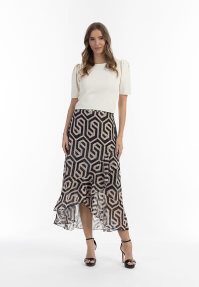 Faina midirok Dames zwart/beige