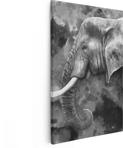 Artaza Canvas Schilderij Olifant - 80x120 cm - Groot - Wanddecoratie Dieren - Muurdecoratie Afrika - Schilderijen Op Canvas