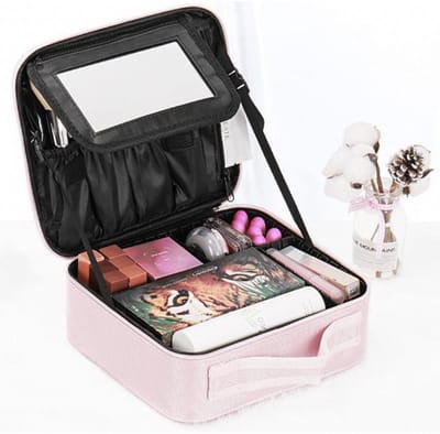 ZYLARO - Make-up Koffer met spiegel - Organizer - Beautycase - Opbergtas - Verstelbare Vakken - roze