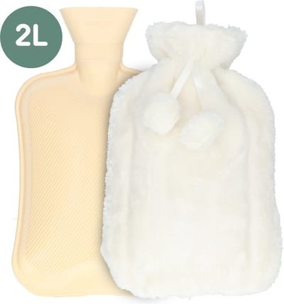 Willy Winkel®-Kruik-Kruik met hoes -Warmwaterkruik met hoes-warmwaterzak-7 uur warm-2 liter-Wit
