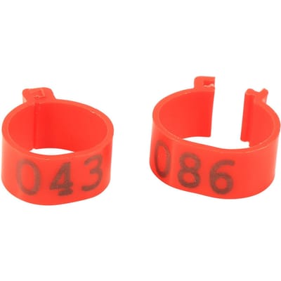 100 STUKS Zak 16MM 001 100 Genummerde Plastic Pluimvee Kuikens Eenden Gans Pootbanden Ringen(Rood)