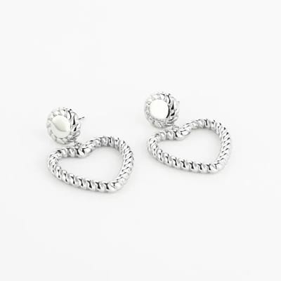 Bijoutheek Oorknoppen Dot Gedraaid Hart Groot Zilver