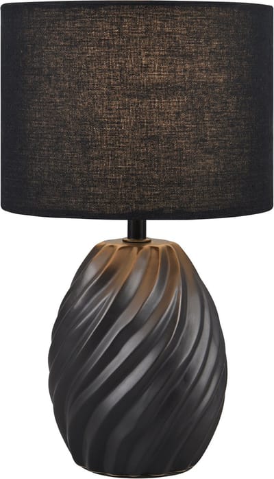 LED Tafellamp - Trion Kael - E14 Fitting - 1 Lichtpunt - Snoerschakelaar- IP20 - Zwart/Mat Zwart - Textiel/Keramiek