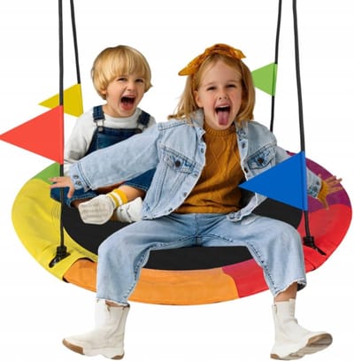 Nestschommel voor kinderen en volwassenen - Weerbestendige tuinschommel met veiligheidsgordels en metalen frame - D 100 cm - Tot 160 kg