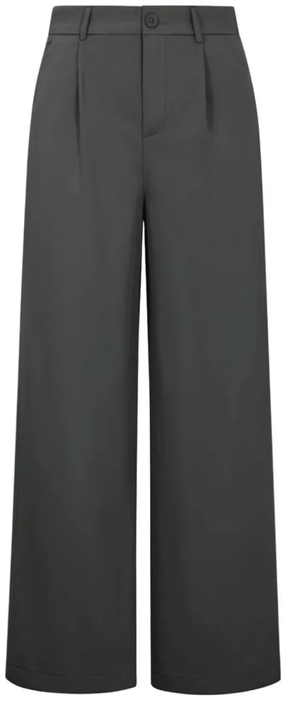 Comfortabele Geweven Polyester Damesbroek met Rechte Pijpen - Grijs - Maat S