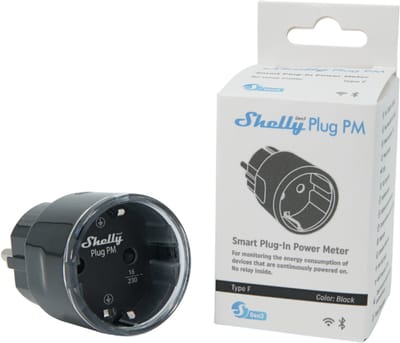 Shelly Plug PM Gen3 Black - WiFi 16A slimme stekker met vermogensmeting, zonder relais
