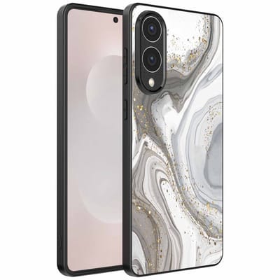 Geschikt voor Samsung Galaxy S25 Edge Telefoonhoesje met marmer opdruk - TPU backcover case marble design - Zilver - Smartphonica geschikt voor Samsung Galaxy S25 Edge