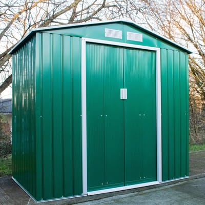 BPS Deluxe Apex Stalen Tuinhuis – 2,1 x 1,2 m – Groen – Outdoor Tuinopslag – Eenvoudige Montage – Gepoedercoat Staal