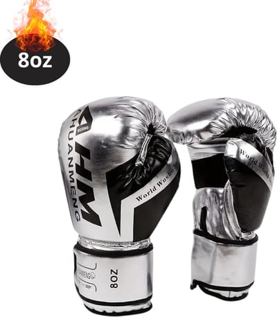 Nivard Bokshandschoenen - Kickboks Handschoenen - Boxing Gloves Set - Vecht Handschoenen - Heren - Dames - Zilver - 8 oz
