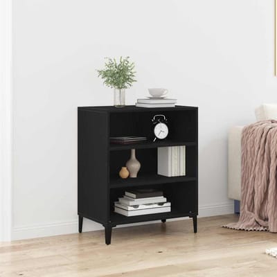 vidaXL - Dressoir - Zwart - Eiken - 57 - x - 35 - x - 70 - cm - Bewerkt - hout