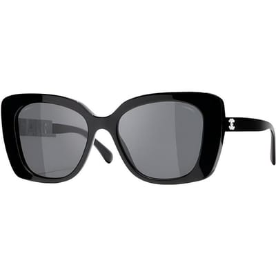 Lunettes de soleil carrées confortables style personnalité Chanel Lunettes de soleil unisexes A71353-X02569-S2610 Basic Packaging-Eyeglass Case+Box,53mm,Black gray