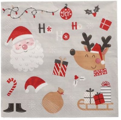20 x Kerst Servetten 3-laags 1/4 vouw 33 cm x 33 cm "Christmas" papier