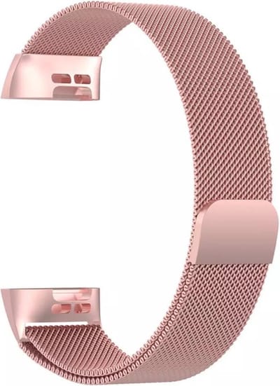 KELERINO. Milanees bandje geschikt voor Fitbit Charge 3 Rose Roze - Small