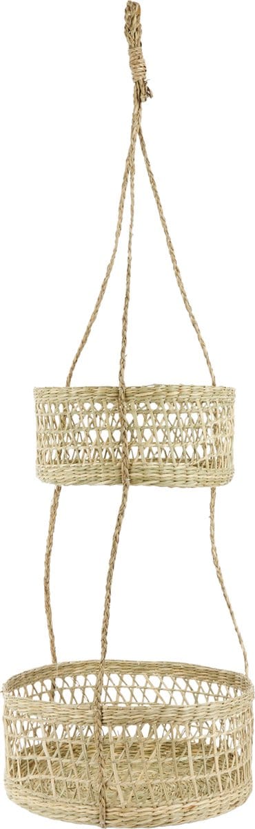 Natural Elements Hangende Plantenbak met Twee Etages van Natuurlijk Zeegras - 29,5 Centimeter