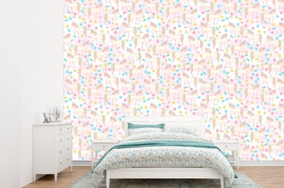 Behang - Fotobehang Unicorn - Snoep - Regenboog - Breedte 360 cm x hoogte 260 cm