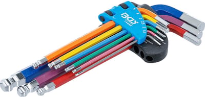 BGS Stiftsleutelset - meerkleurig - binnenzeskant met kogelkop 1,5 - 10 mm - 9 delig