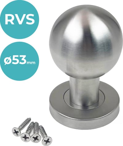 Kierr® Moderne RVS Ronde Voordeurknop Globe rond - Deurknop Binnendeur Buitendeur - Deurknop Voordeur - Ronde Knop voor Voordeur - Deurgreep Rond - Gemaakt van RVS