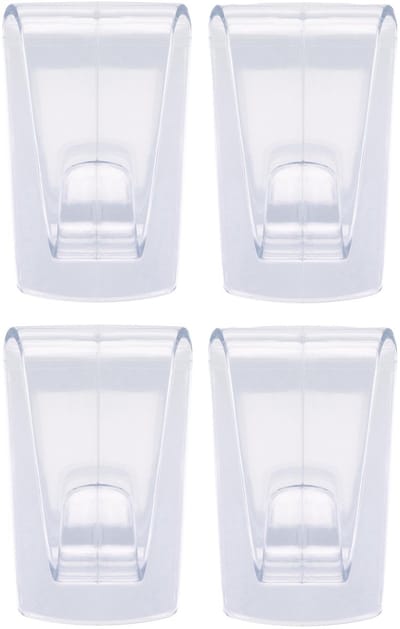 Tesa Powerstrips ophang haken - 4x - transaparant - kunststof - 1 kg - voor tegels en glas