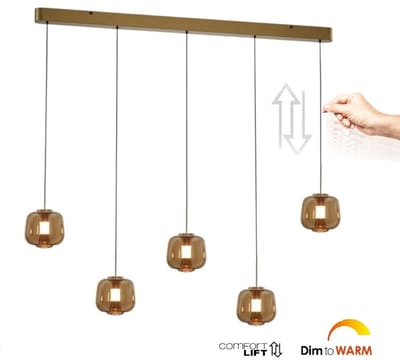 Freelight - Hanglamp Rosa 5 lichts L 120 cm comfortlift rosé goud