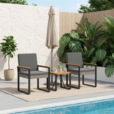 vidaXL - Buitenmeubels - set - 3 - st - Grijs - en - Donkergrijs - poly - rattan