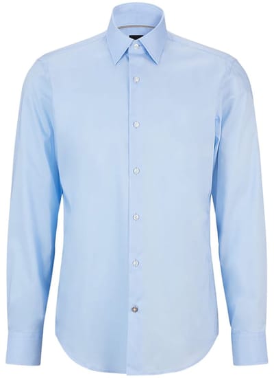 BOSS Joe regular fit overhemd - popeline - blauw gestreept - Strijkvriendelijk - Boordmaat: 37