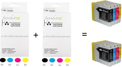 Improducts® Inkt cartridges - Alternatief Brother LC970 LC1000 / LC-970 LC-1000 8 stuks