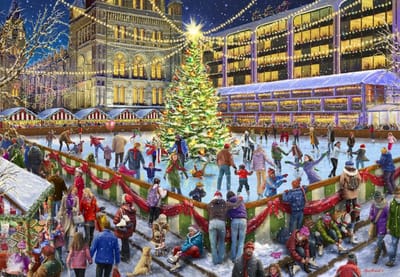 Bluebird Puzzle kerst puzzel Christmas Skating - 1000 stukjes.