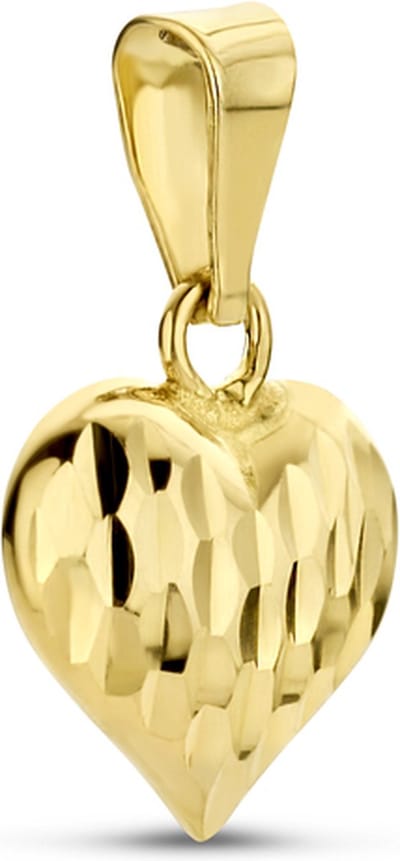 New Bling 9NBG-0452 Gouden Hangertje - Dames - Hartje - Bewerkt - Bedel - 8 mm - 14 Karaat - Goud