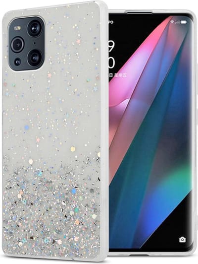 Cadorabo Hoesje geschikt voor Oppo FIND X3 PRO in Transparant met Glitter - Beschermhoes van flexibel TPU silicone met fonkelende glitters Case Cover Etui