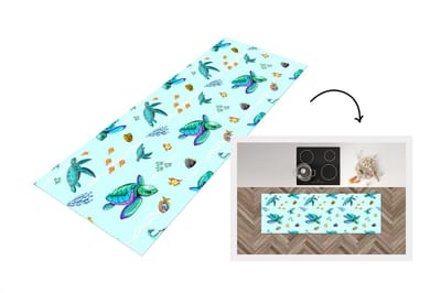 Keukenloper - Loper keuken - Regenboog - Schildpad - Vis - Water - Patronen - 150x50 cm - Keukenloper vinyl