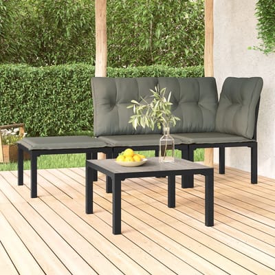 vidaXL - Salontafel - tuin - 55x55x31 - cm - DPC - en - staal - grijs