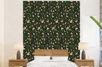 Behang - Fotobehang Panter - Goud - Patronen - Luxe - Breedte 225 cm x hoogte 280 cm