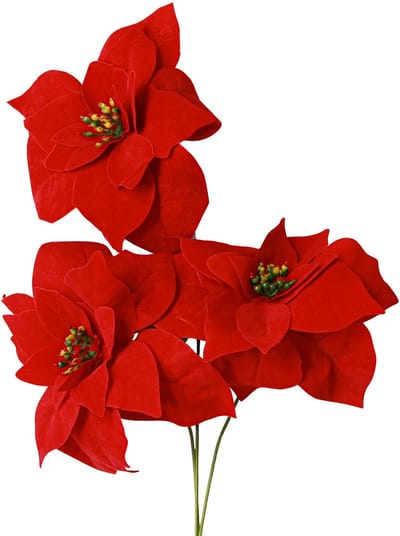 Prachtige kerstster - Poinsettia in rood - 46 cm 6st 2 bos, 6 stuks