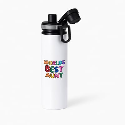 Hacebo® - World's best aunt waterfles met draaidop grijs - Tante - beste tante - verjaardagscadeau - cadeau voor tante - gift - kado - water fles - 850ML