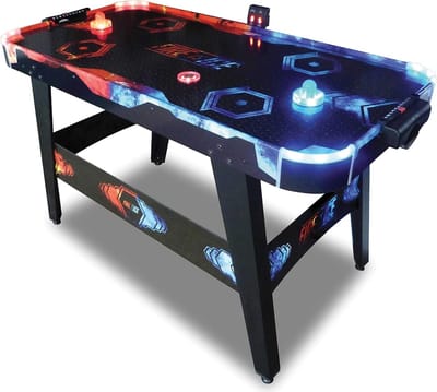 Airhockey tafel Fire & Ice - Air hockey speeltafel met led-lichteffecten - LED Air Hockey met geventileerd speelveld, verlichte pucks en elektronische puntenteller - gewicht 18 kg, effen