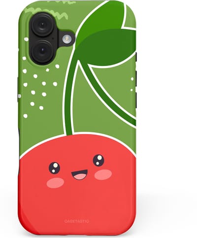 Casetastic hoesje geschikt voor Apple iPhone 16 - MagSafe - Dubbellaagse bescherming - Kersenkus - Fashion Case - Groen Rood