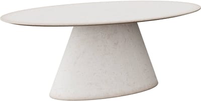 Goossens Stone Eettafel - Beton - 220 x 77 x 120 cm - Ovaal - wit