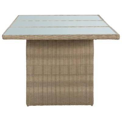 vidaXL - Tuintafel - 200x100x74 - cm - glas - en - poly - rattan - bruin