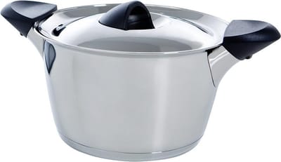 BK Q-linair Classic Kookpan 20cm met deksel - Zonder PFAS-vrije antikleeflaag -Inductie Kookpan - Kookpan RVS - Ovenbestendig tot 230°C - Zilver