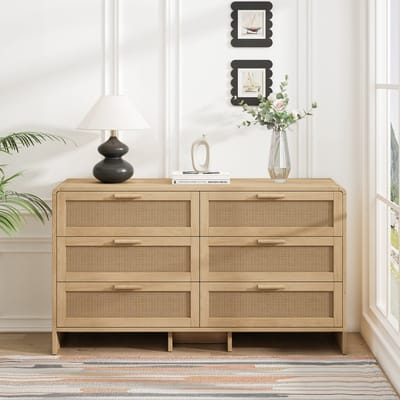 Hoekkast - 130 cm naturel - 6 laden & arc-vormig hoekontwerp - robuust & hoge draagkracht