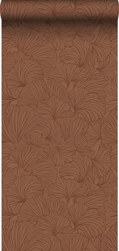 ESTAhome behang ginkgo bladeren terracotta - 53 cm x 10.05 m - 139617