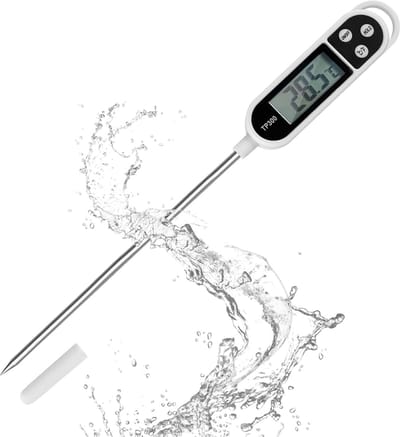 Digitale keukenthermometer (batterij inbegrepen), keukenthermometer LCD met lange sonde, direct read,huisvoedselthermometer, voor bakken, barbecue, babymelk, water (-50 °C tot +300 °C)