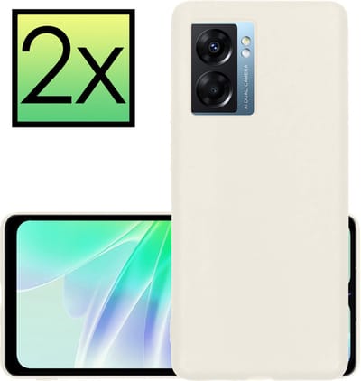 Hoesje - 2 Stuks - Geschikt voor OPPO A77 - Sterk & Shockproof - Case Siliconen - Back Cover - Telefoon Hoes - Wit