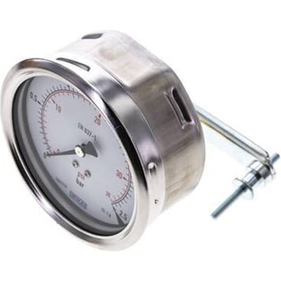 0..2.5 Bar Paneelmontage Manometer Staal/Messing 100 mm Klasse 1.0 (Beugel) - MW02P5100SH-TP