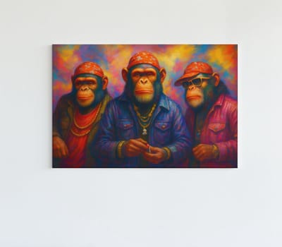Foto Op Canvas - Coole Apen - Wanddecoratie - Schilderij - 60x40 cm
