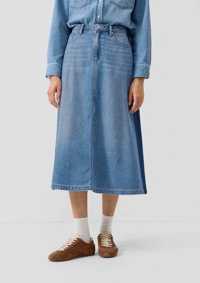 s.Oliver - female - Uitlopende midi-denimrok van een lyocellmix met een hoge tailleband
