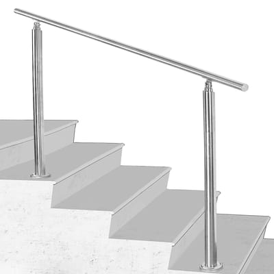 Trapleuning met roestvrijstalen handgreep in zilverkleurige uitvoering. Eenvoudig te monteren. Geschikt voor alle trappen. 1 meter. 0 stangen.
