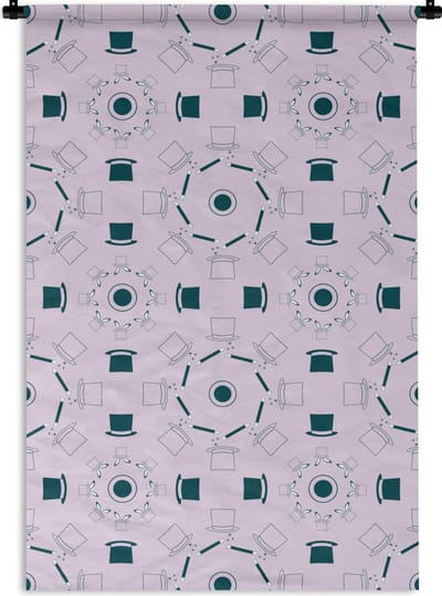 Wandkleed - Wanddoek - Goochelaar - Patronen - Konijnen - 120x180 cm - Wandtapijt