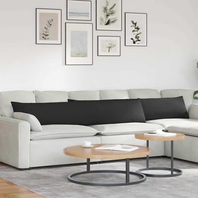 vidaXL - Zitkussens - 2 - st - Stof - Zwart - 200 - x - 40 - cm